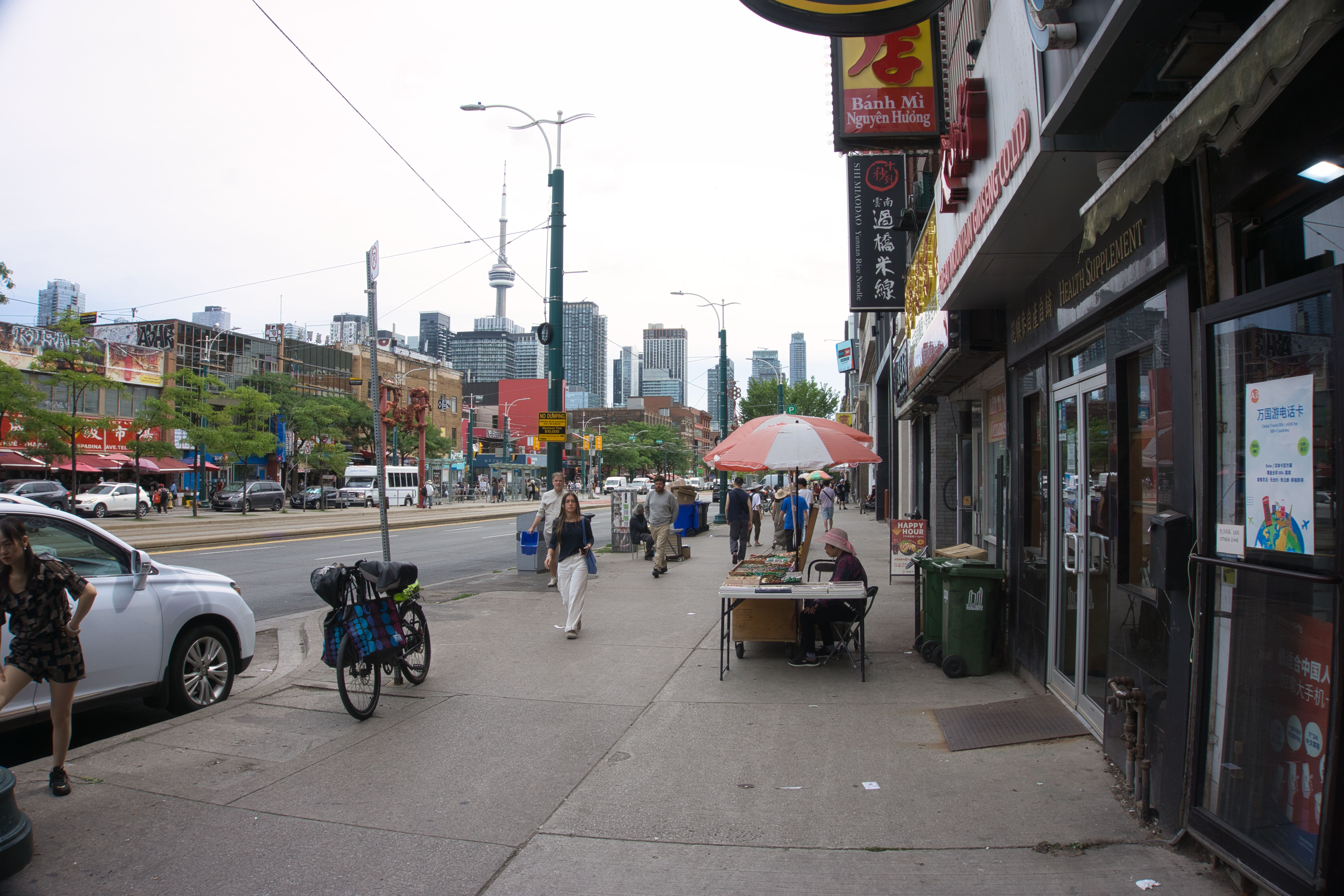 Spadina Avenue looking south, the street outside Aloette
