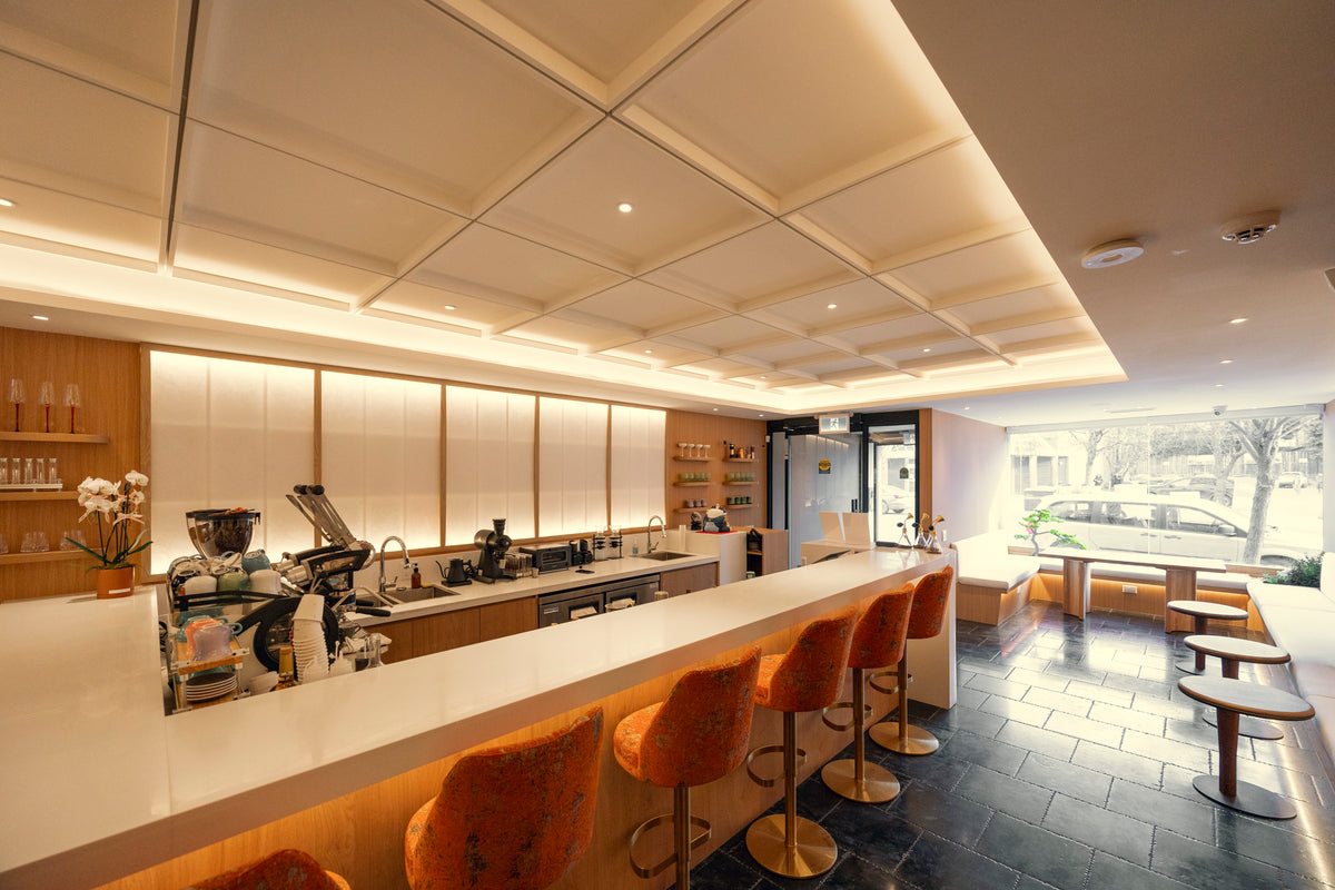 The main-floor coffee room at Denovia on Yonge Street