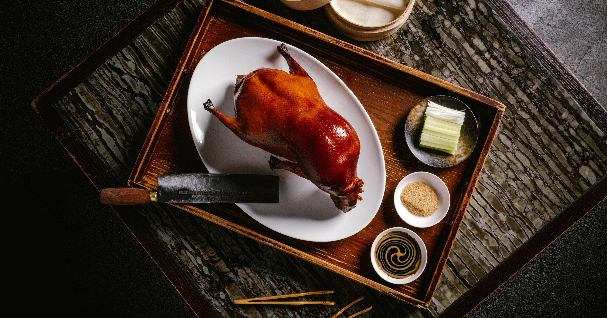 Applewood roasted Peking duck at Mott 32